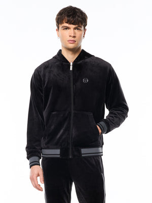 Viaggioa Reversible Velour Track Jacket-Black Beauty