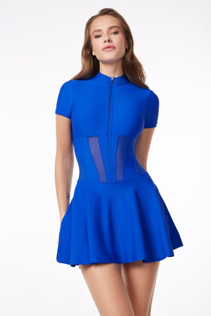 11Nil LONDON LOW-ZIP CORSET DRESS - ELECTRIC BLUE