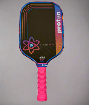 Custom Proton Series Three Pickleball Paddle - Hesacore Grip - Fancy Flamingo