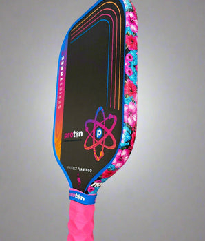 Custom Proton Series Three Flamingo Pickleball Paddle - Hesacore Grip - Aloha - Spinwave Pickleball Inc.