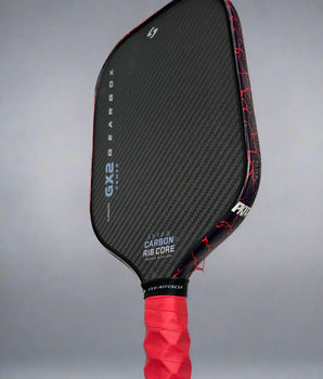 Custom Gearbox GX2 Power Carbon Fiber Pickleball Paddle - Hesacore Grip - Red Magma - Spinwave Pickleball Inc.