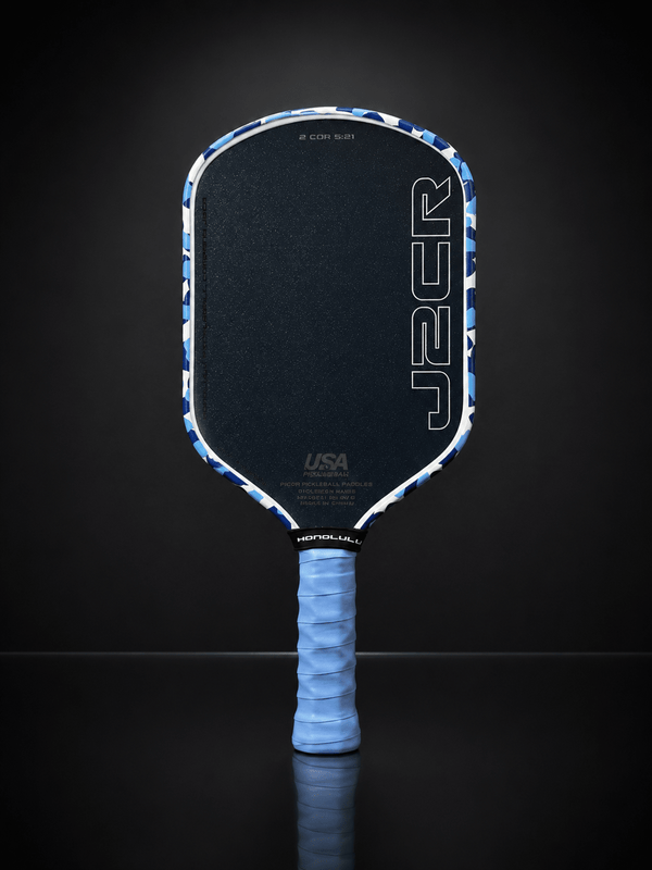 Custom HONOLULU Pickleball Sword & Shield Crystal Blue J2CR - Blue Camo - Spinwave Pickleball Inc.