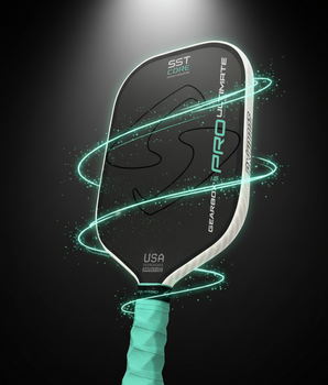 Custom GEARBOX Pro Ultimate Elongated 16mm - Pickleball Paddle - Hesacore Grip - White Carbon - Spinwave Pickleball Inc.