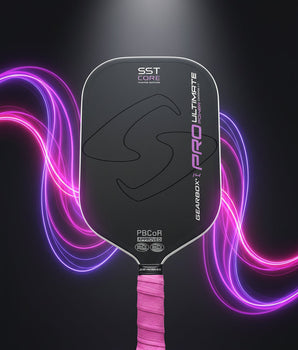 Custom GEARBOX Pro Ultimate Power Elongated 14mm - Pickleball Paddle - Hesacore Grip - White Carbon - Spinwave Pickleball Inc.