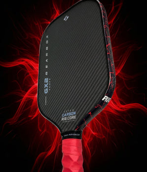 Custom Gearbox GX2 Power Carbon Fiber Pickleball Paddle - Hesacore Grip - Red Magma - Spinwave Pickleball Inc.