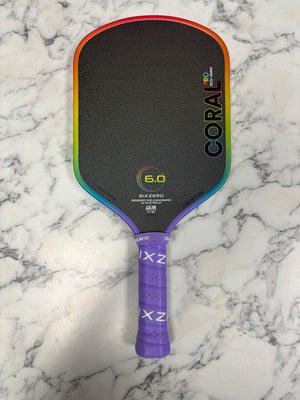Six Zero Coral Pro Hybrid 16mm Rainbow Pickleball Paddle — Spinwave Certified Pre-Owned (Mint)
