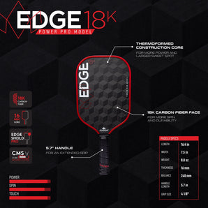 DIADEM Edge 18K Power Pro Pickleball Paddle 16 mm 8.0 oz Red