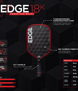 DIADEM Edge 18K Power Pro Pickleball Paddle 16 mm 8.0 oz Red