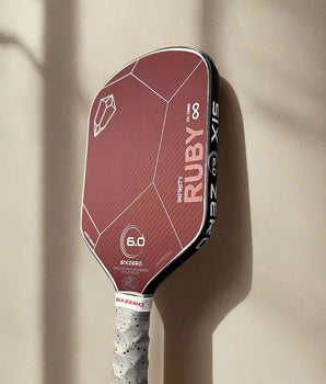 Custom Six Zero Infinity Ruby 16mm Pickleball Paddle - Hesacore Grip - Slyce Speed Cap - Cement drip