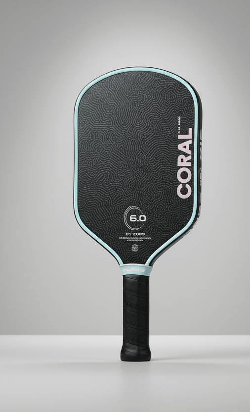 Custom Six Zero Coral Lightweight 16mm Pickleball Paddle - Blackout - Spinwave Pickleball Inc.