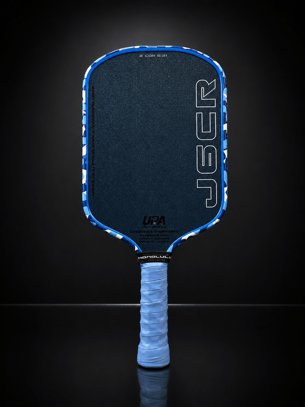 Custom HONOLULU Pickleball Sword & Shield Crystal Blue J6CR - Blue Camo - Spinwave Pickleball Inc.