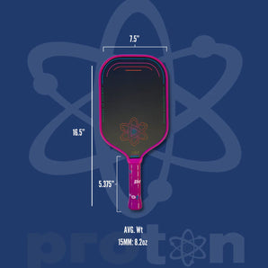 Proton Series Three - Raw Carbon 15mm Pickleball Paddle - Pink