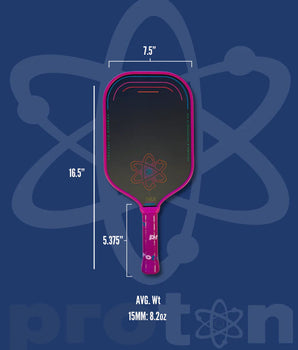 Proton Series Three - Raw Carbon 15mm Pickleball Paddle - Pink