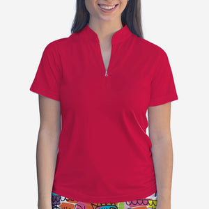 Skort Obsession Polo Quarter-Zip Top — Red