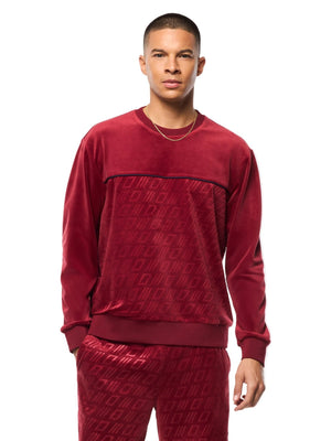 Bandiera Debossed Velour Crewneck-Rhubarb