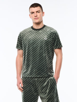 Obliquo Velour T-Shirt-Agave Green