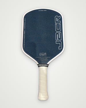 Honolulu Pickleball Company Sword & Shield J2CR Blue Grit White Pickleball Paddle — Spinwave Certified Pre-Owned (Mint)