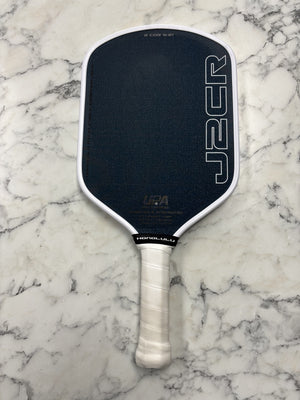 Honolulu Pickleball Company Sword & Shield J2CR Blue Grit White Pickleball Paddle — Spinwave Certified Pre-Owned (Mint)