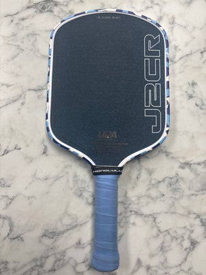 Honolulu Pickleball Company Sword & Shield J2CR Crystal Blue Long Handle 6" Pickleball Paddle — Spinwave Certified Pre-Owned (Mint)