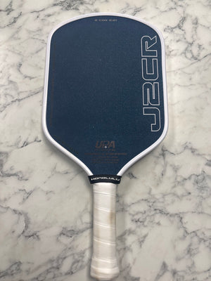 Honolulu Pickleball Company Sword & Shield J2CR Blue Grit White Pickleball Paddle — Spinwave Certified Pre-Owned (Excellent)