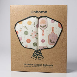 Linhome Floral Paddle & Ball Club Pickleball Swedish Dishcloths – 2 Pack