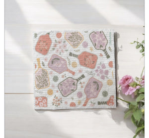 Linhome Floral Paddle Club Pickleball Swedish Dishcloth – 1 Pack