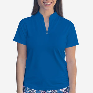 Skort Obsession Polo Quarter-Zip Top — Royal Blue