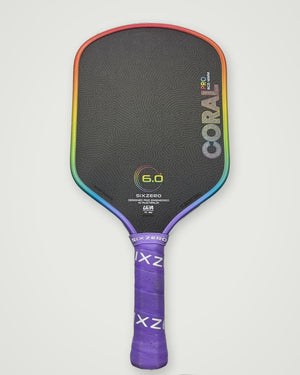 Six Zero Coral Pro Rainbow Edition Hybrid 16mm Pickleball Paddle — Spinwave Certified Pre-Owned (Mint)