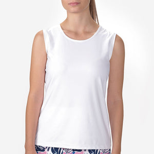 Skort Obsession Sleeveless Crew Neck Top — White