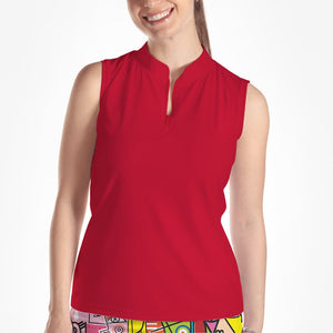 Skort Obsession Sleeveless Quarter-Zip Top — Red